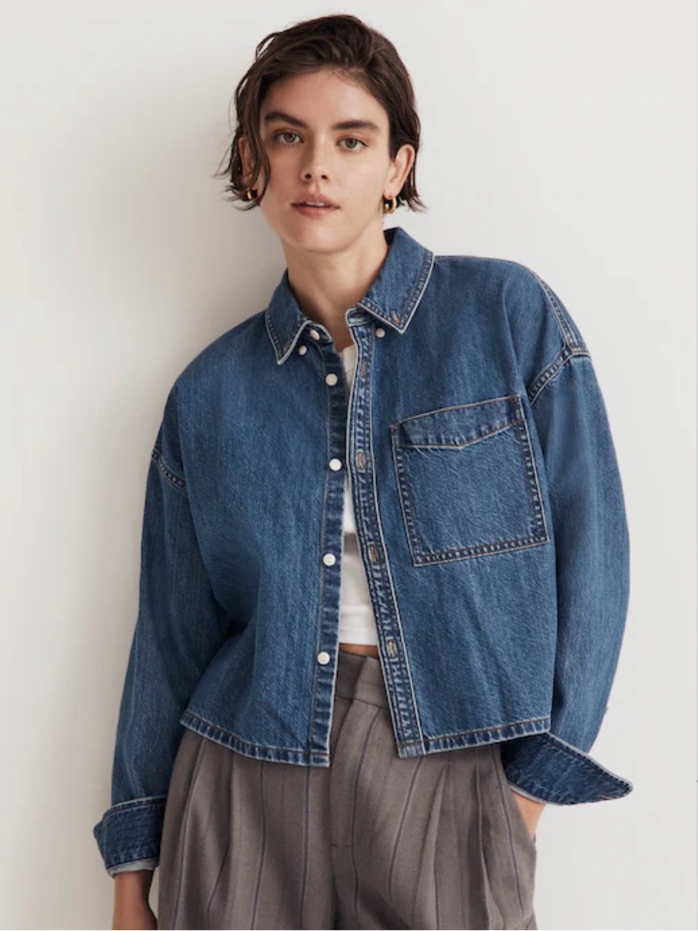 Madewell Denim Oversized Button-Down Shirt in Sander Wash Size S